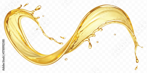realistic smooth clean and fresh olive oil splash in curve style isolated on white background	