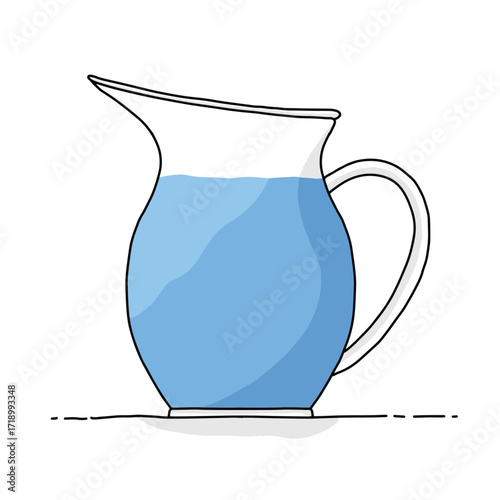 Glass jug with water cartoon vector icon illustration. Water pitcher vector flat icon