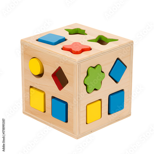 Colorful Wooden Shape Sorter Cube: Engaging Educational Toy for Toddlers