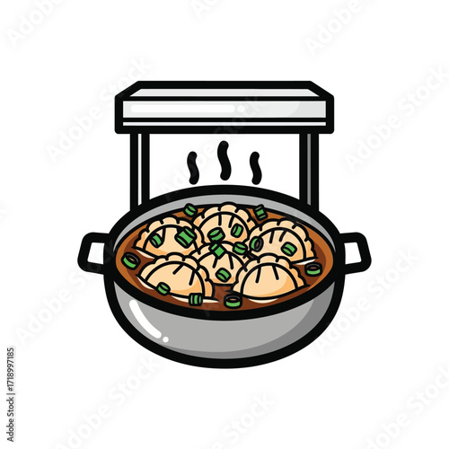 Steaming Dumplings in Pot 