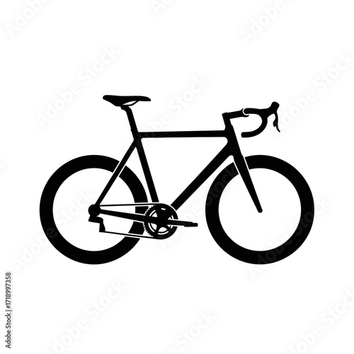 Sleek Aero Road Bike Silhouette - Minimalist Vector Outline for Cycling Enthusiasts