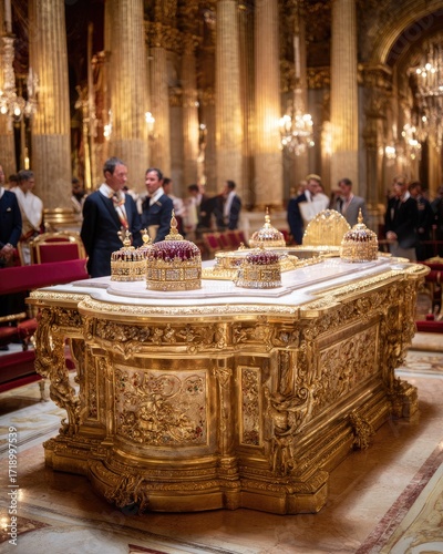 Ornate Gold Altar With Crowns In A Grand Cathedral