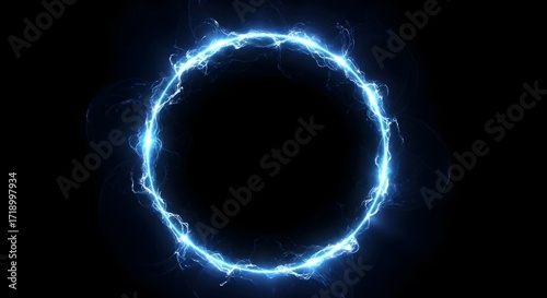 Dynamic blue electric circle on black, perfect for technology concepts, power themes, or futuristic designs, adding a spark to your creative projects
