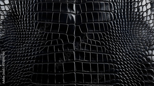 Black Crocodile Skin Texture Background. 