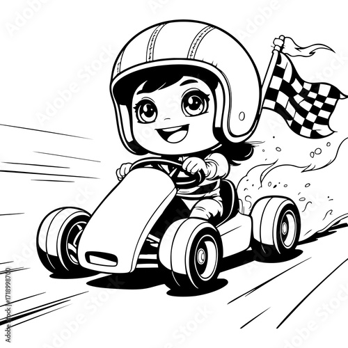 Girl racing go kart
