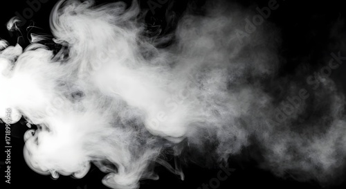 Ethereal white smoke drifting across a pure black backdrop creates a stunning atmospheric effect, perfect for adding drama to your designs