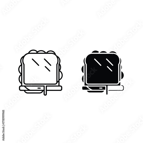 Vanity Mirror Icon Set - Outline and Solid Style
