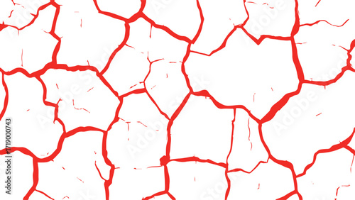 Black and White Vintage Crack Texture, Distressed Old Concrete Wall Surface with Dry Terrain Fractures, Ground Breaks, and Grunge Pattern Vector Background Illustration