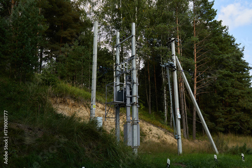 Telecommunication Base Station Set Against a Beautiful Natural Landscape Environment