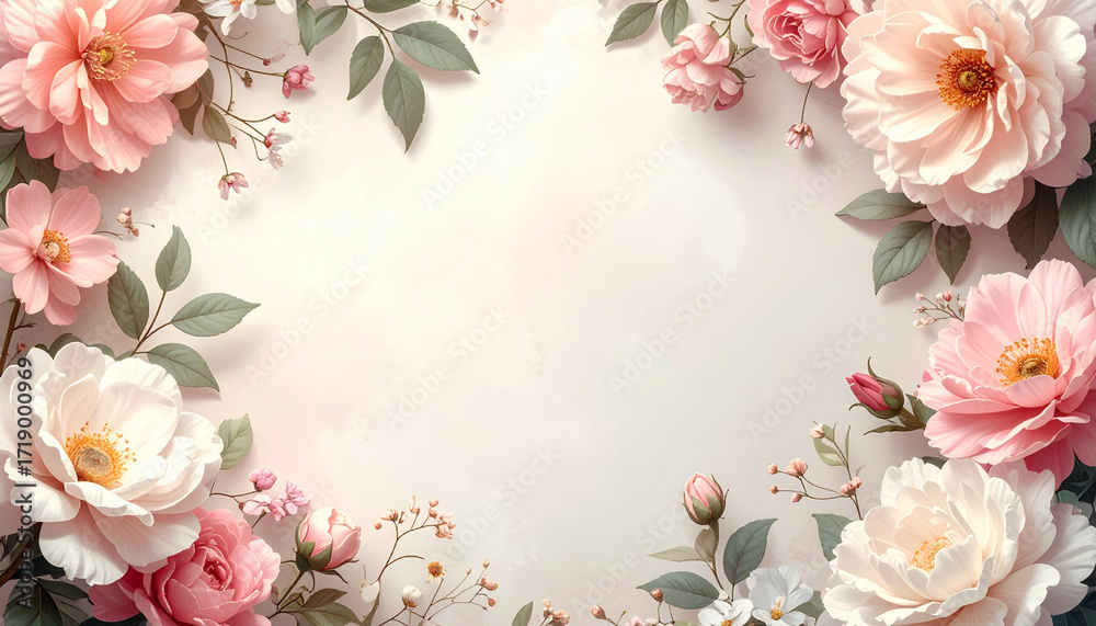 Obraz premium 花のフレーム背景素材