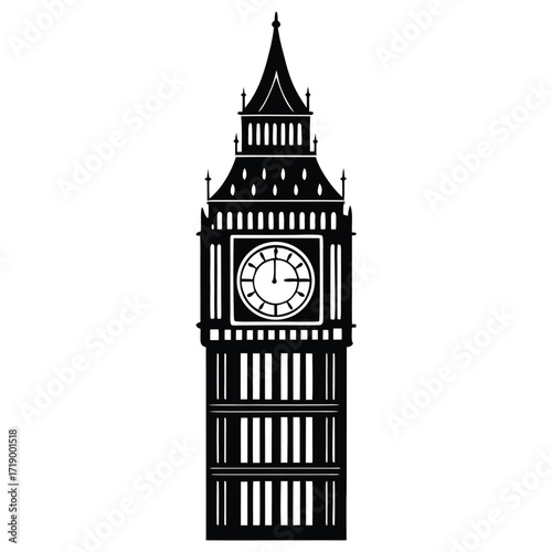 A black silhouette of a big ben ringing midnight