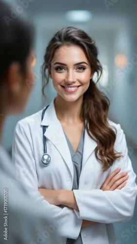 Confident doctor discussing