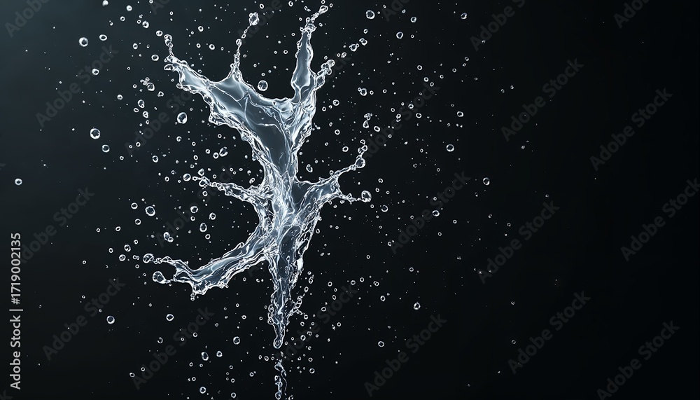 Obraz premium 黒背景に飛び散るリアルな水しぶき