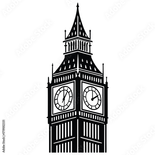 A black silhouette of a big ben ringing midnight