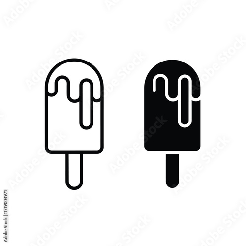 Ice Cream Icon Set - Outline and Solid Style
