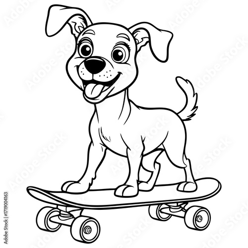 Dog on Skateboard Coloring Page