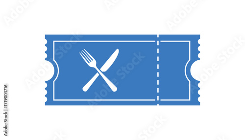 Meal Ticket Icon with Fork and Knife Illustration