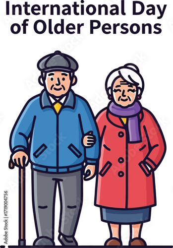 International day of older persons, elderly couple standing together grandparents celebrating holiday event