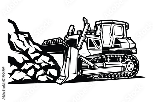 Bulldozer Vector Illustration Heavy Equipment Isolated