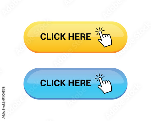 Click Here Buttons in Yellow and Blue with Hand Pointer