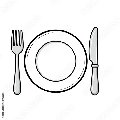 Setting The Table For A Delicious Meal With A Plate Fork And Knife