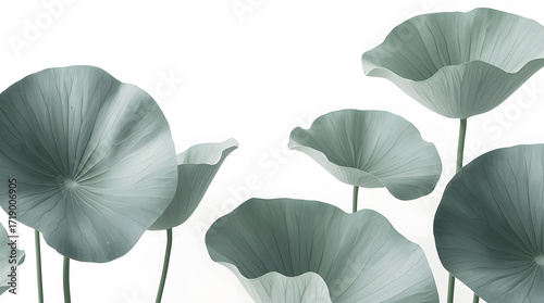 Lotus flower leaf and seed head isolated on black background