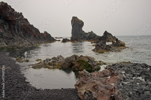 Scenic view of Djupalonssandur beach, Iceland