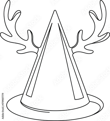 Vector art of party hat with reindeer antlers