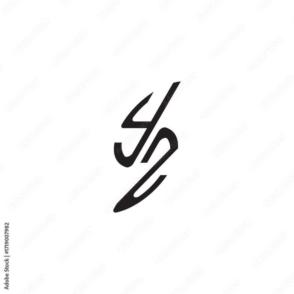 Fototapeta premium YZ letter initial logo vector gaming monogram Black curved oval shape alphabet