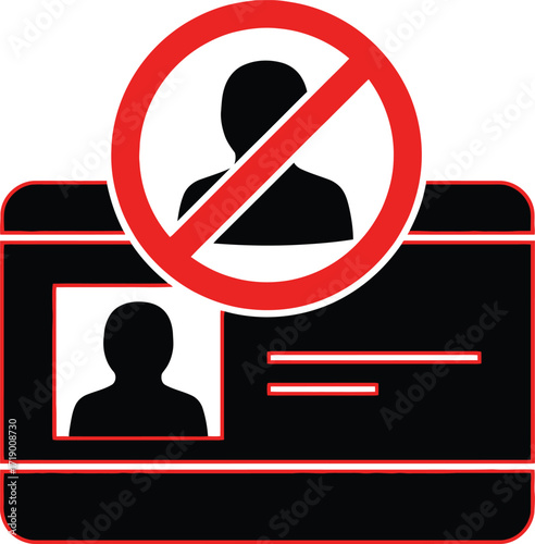 Image depicting a black ID card with a person's silhouette and a red prohibition sign.
