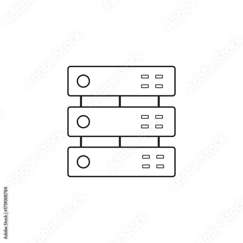 Digital Data Hub: A simplified and clean illustration of a modern data center, signifying the core of information storage and network connectivity. 