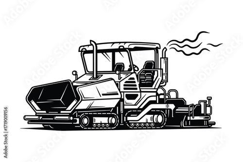 Vector illustration of Asphalt Paver on white background