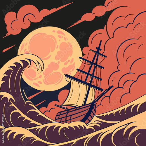 illustration of a pirate ship