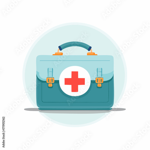 First aid kit sitting ready for use in case of emergency, offering safety and preparedness during medical situations.