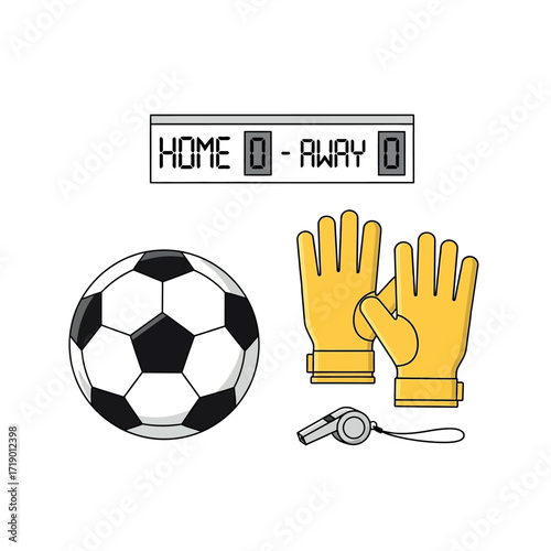 Soccer Game Equipment Scoreboard Whistle and Goalkeeper Gloves for Sport