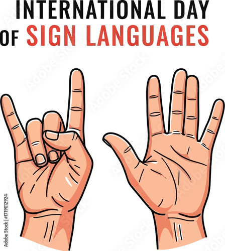 International day of sign languages with hand showing sign communication and cultural diversity awareness concept