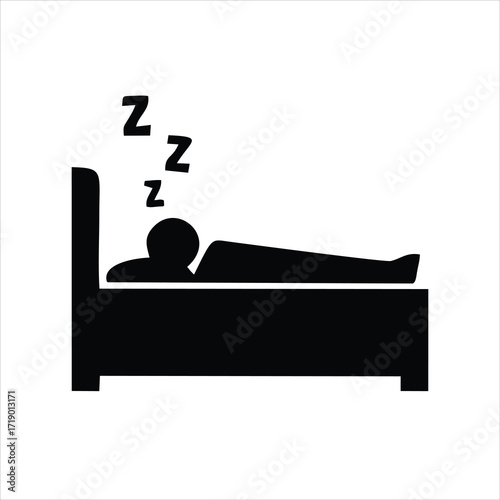 Deep sleep, man sleeping vector icon. filled flat sign for mobile concept and web design. Sleeping bed glyph icon. Symbol, logo illustration