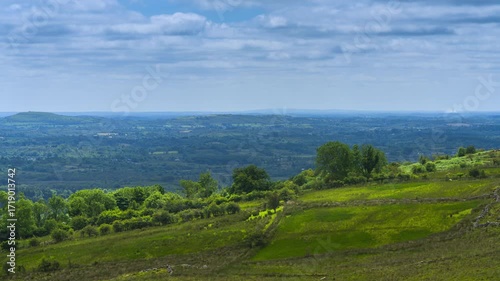 Wallpaper Mural Time lapse of rural farming landscape with a trees and sheep in the distance on a spring sunny cloudy day in Arigna mountains in county Leitrim in Ireland. Torontodigital.ca