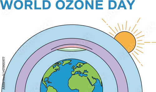 World ozone day illustration showing the ozone layer protecting the earth from the sun vector illustration of ozone layer protection