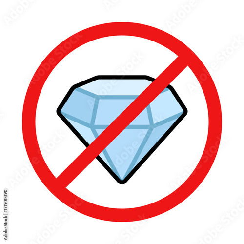 No Diamond Sign on White Background