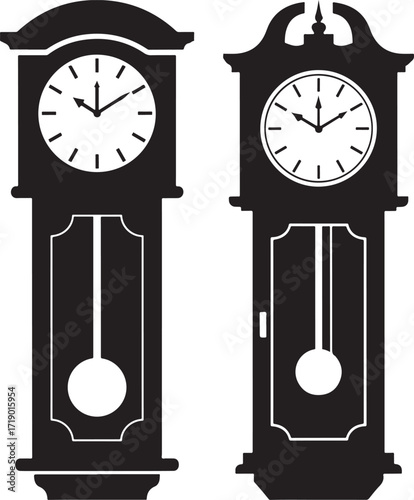 Two vintage grandfather clock silhouettes