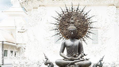 Photos white buddist temple chiang rai thailand beautiful art building