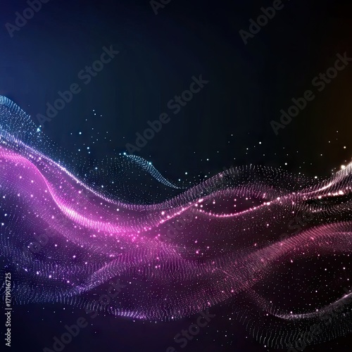 Abstract digital wave design with glowing particles