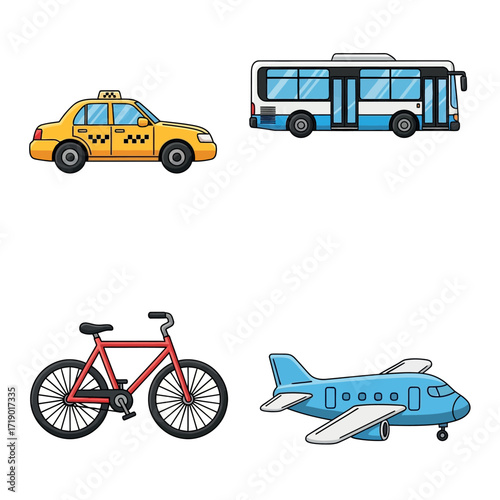 Collection of Diverse Modes of Transportation for Travel and Commuting