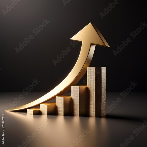 Golden Rise: A Luxurious Graph Symbolizing Growth and Success, Shining with Prosperity and Ambition.