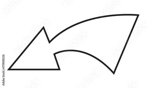 Abstract Geometric Left Arrow Icon – Minimalist Curved Vector Design