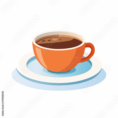 Coffee cup sitting on saucer in bright light, providing a warm and inviting feeling for a morning beverage break.