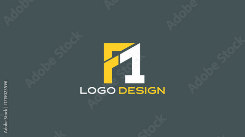 Modern F1 monogram logo design with bold geometric typography, ideal for professional branding, corporate identity, and creative business marketing projects
