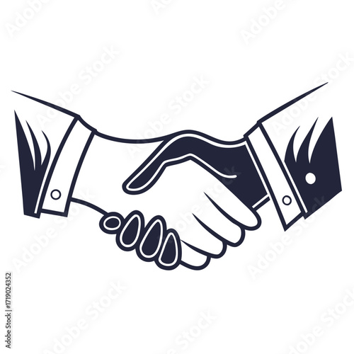 Vector art of a handshake illustration, symbolizing agreement, partnership, and collaboration in business, conveying trust, unity, and mutual understanding between parties
