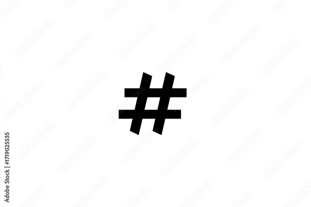 Fototapeta premium A simple, bold, black hashtag on white